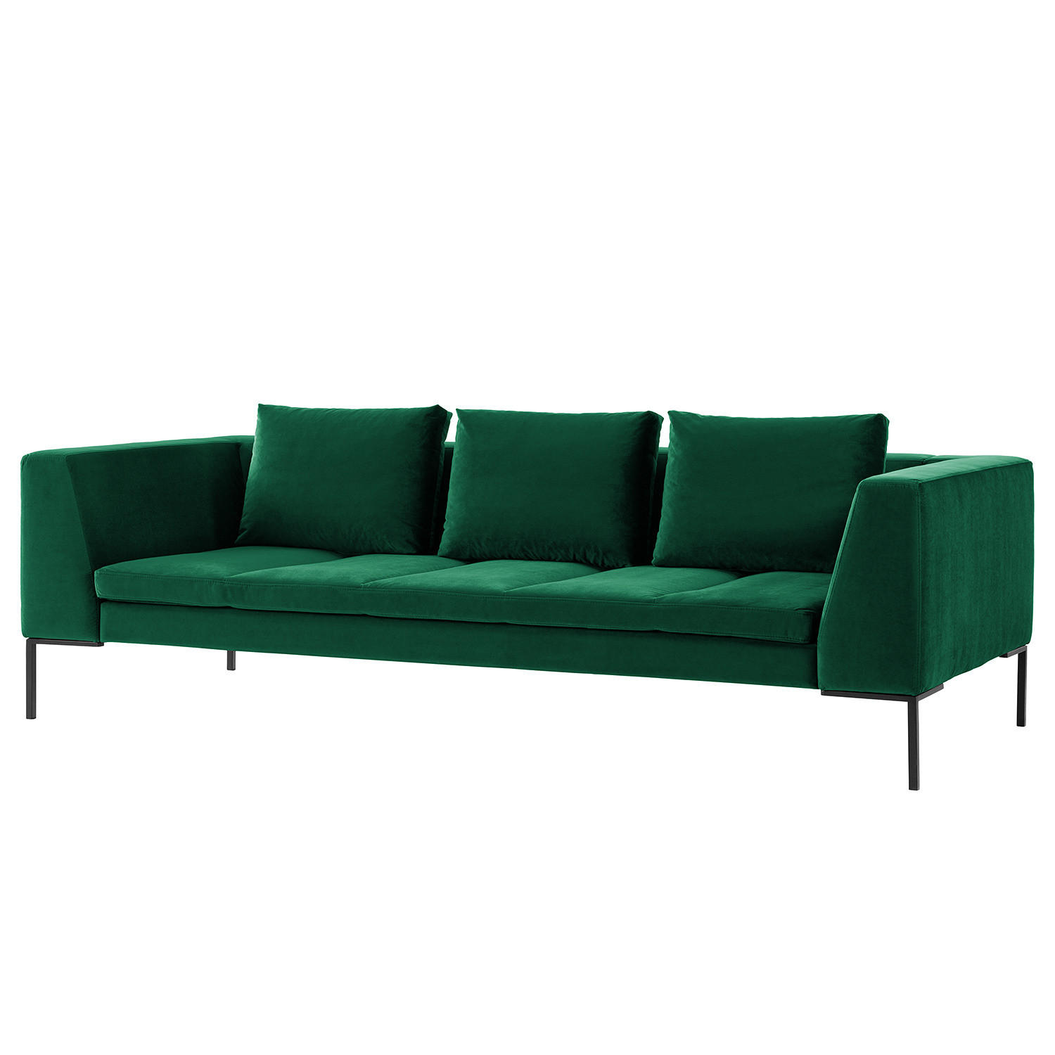 3-SITZER SOFA - Chromfarben/Dunkelgrün, Textil/Metall (238/81/105cm) - home24
