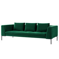 3-SITZER SOFA - Chromfarben/Dunkelgrün, Textil/Metall (238/81/105cm) - home24