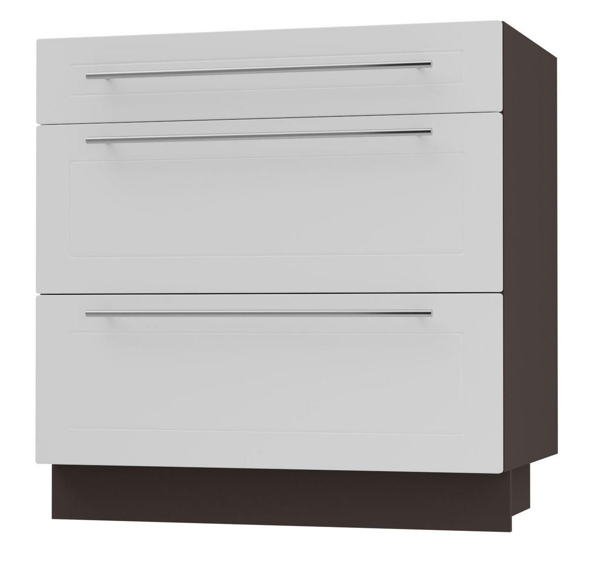 SCHUBLADENUNTERSCHRANK Kvantum D3A/80 80 / 50 / 82cm - Dunkelgrau/Weiß, Holz/Holzwerkstoff (80/82/50cm) - Feldmann-Wohnen