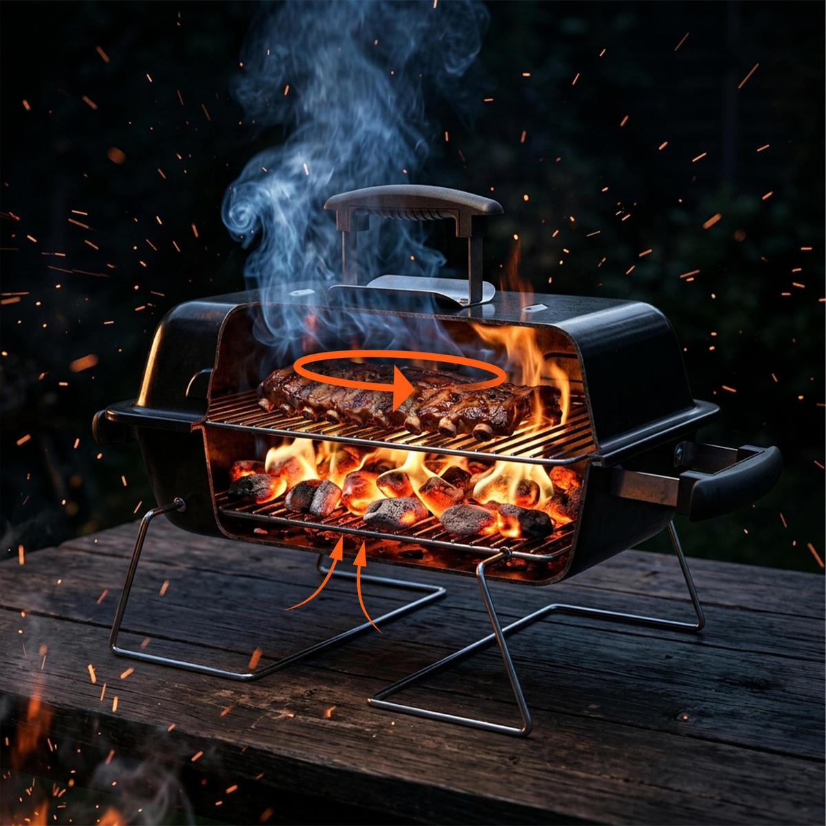 TISCHGRILL - Schwarz, Kunststoff/Metall (56/36/30.5cm) - Relaxdays
