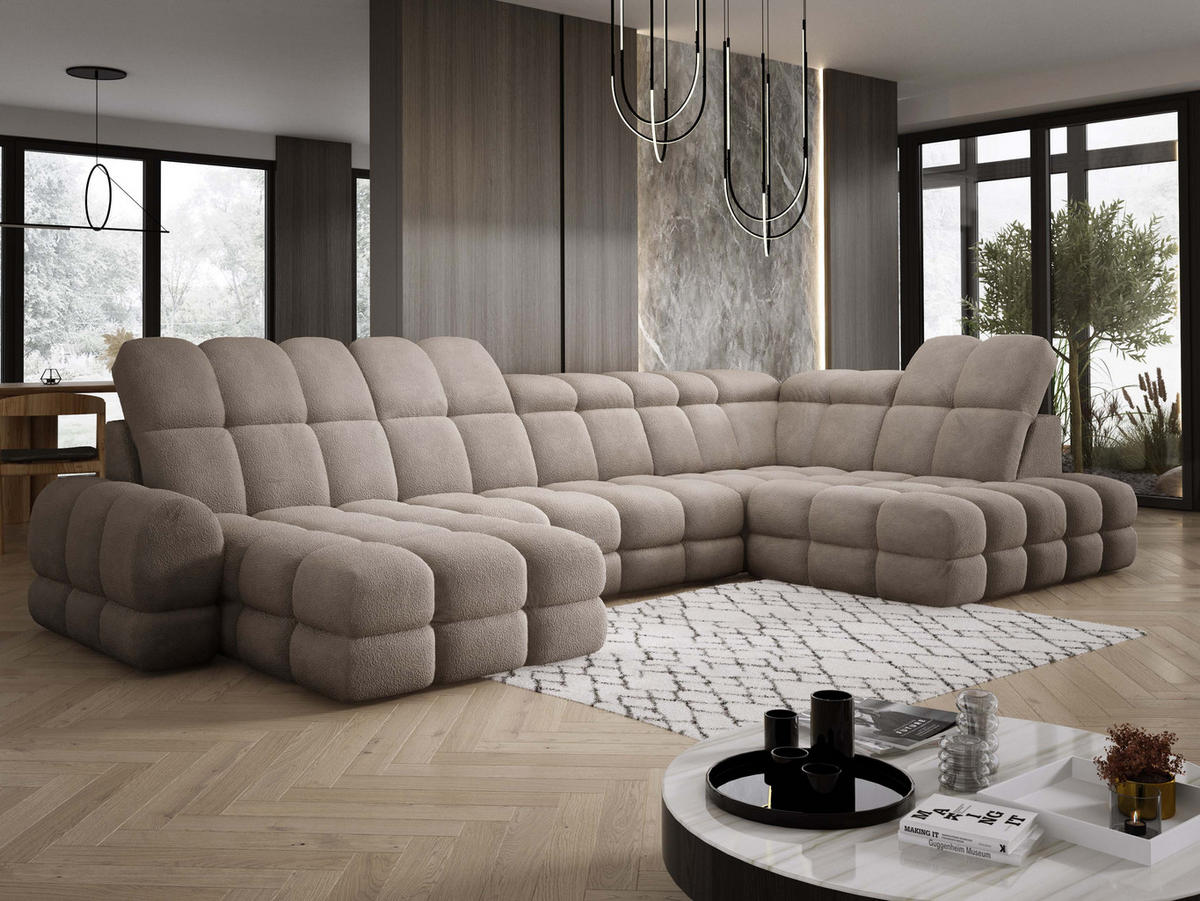 ECKSOFA TOLLO Anthology-stoff U-form 400x217x105 cm sand - Ecru, Holz/Textil (217/400cm) - DomoHome