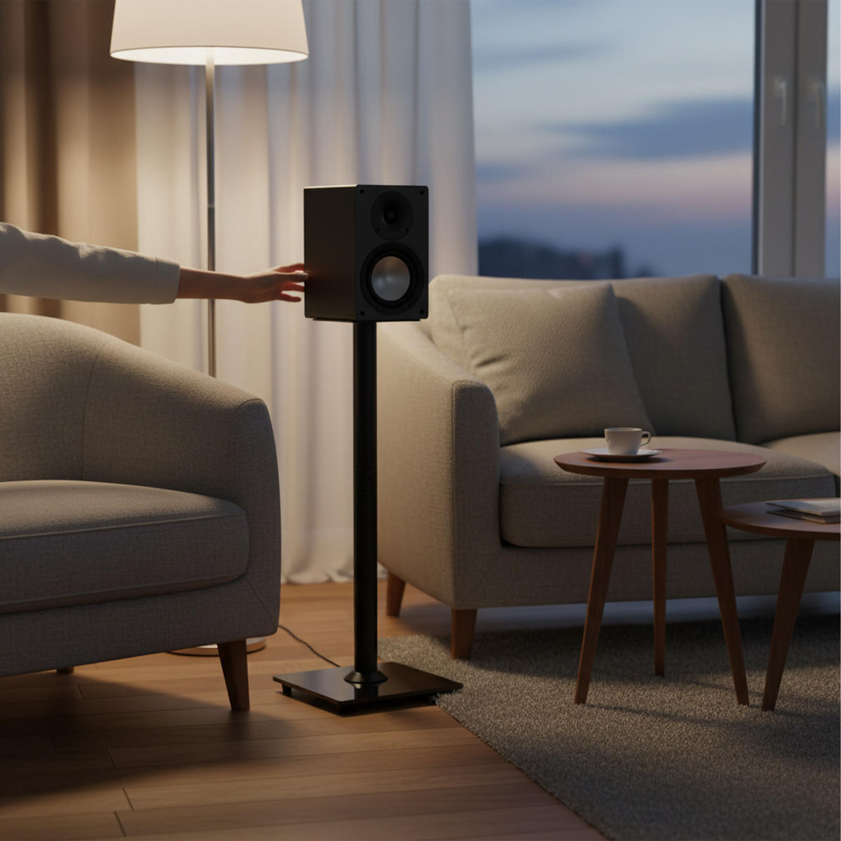 HÖGTALARSTATIV svart 2-pack - Svart, Glas/Metall (30/78.5/30cm) - Relaxdays