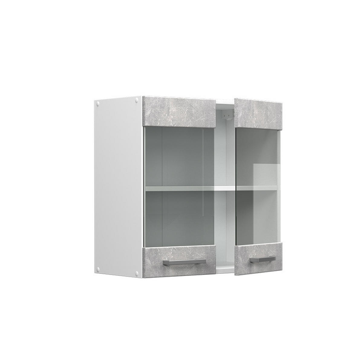 KÜCHENGLASSCHRANK R-Line Beton 60 cm - Schieferfarben/Hellgrau, Holzwerkstoff (60/60/31cm) - Vicco