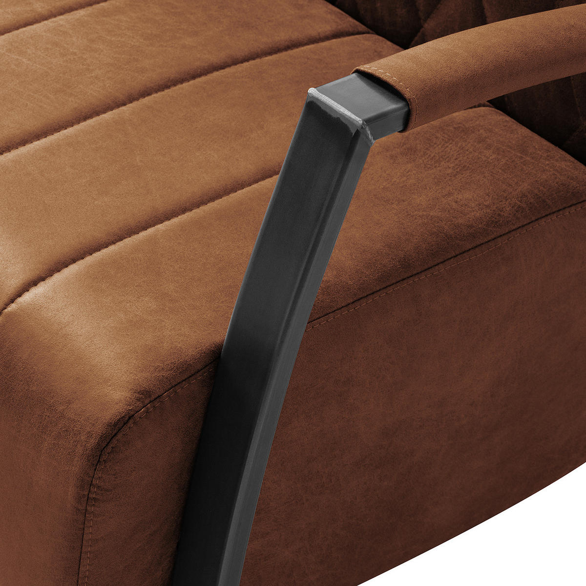 3-SITZER SOFA - Antiklederlook - Braun, Textil (168/83/83cm) - home24