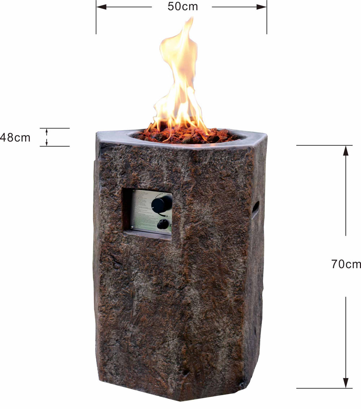FEUERSTELLE Tambora in Basalt-Optik aus Faserbeton - Dunkelgrau, Stein (57/78/57cm) - Elementi