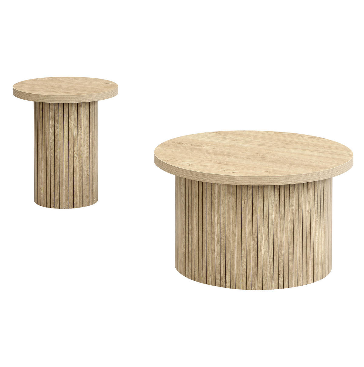 COUCHTISCH-SET aus MDF 66x66x40 cm Natur, 2-teilig platzsparend - Naturfarben, Holzwerkstoff (66/66/40cm) - IVMEU