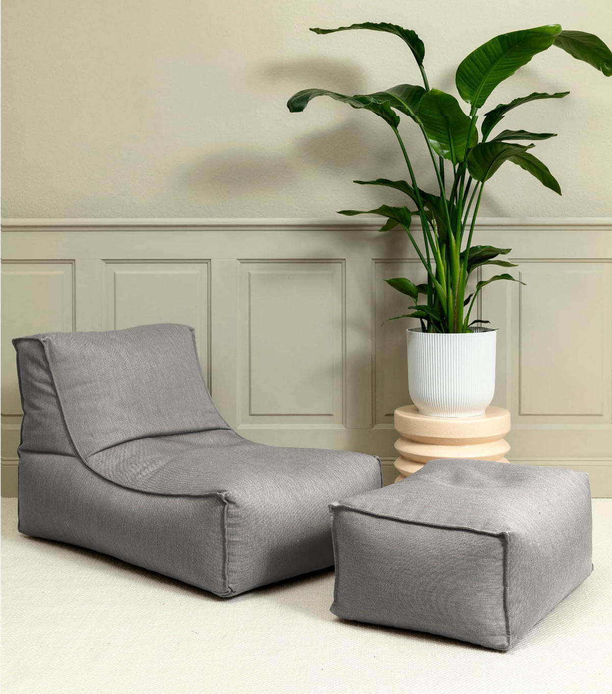 SITZSACK mit Hocker und Hülle Der Sundowner - Dunkelgrau/Grau, Textil (65/65/100cm) - Mokebo