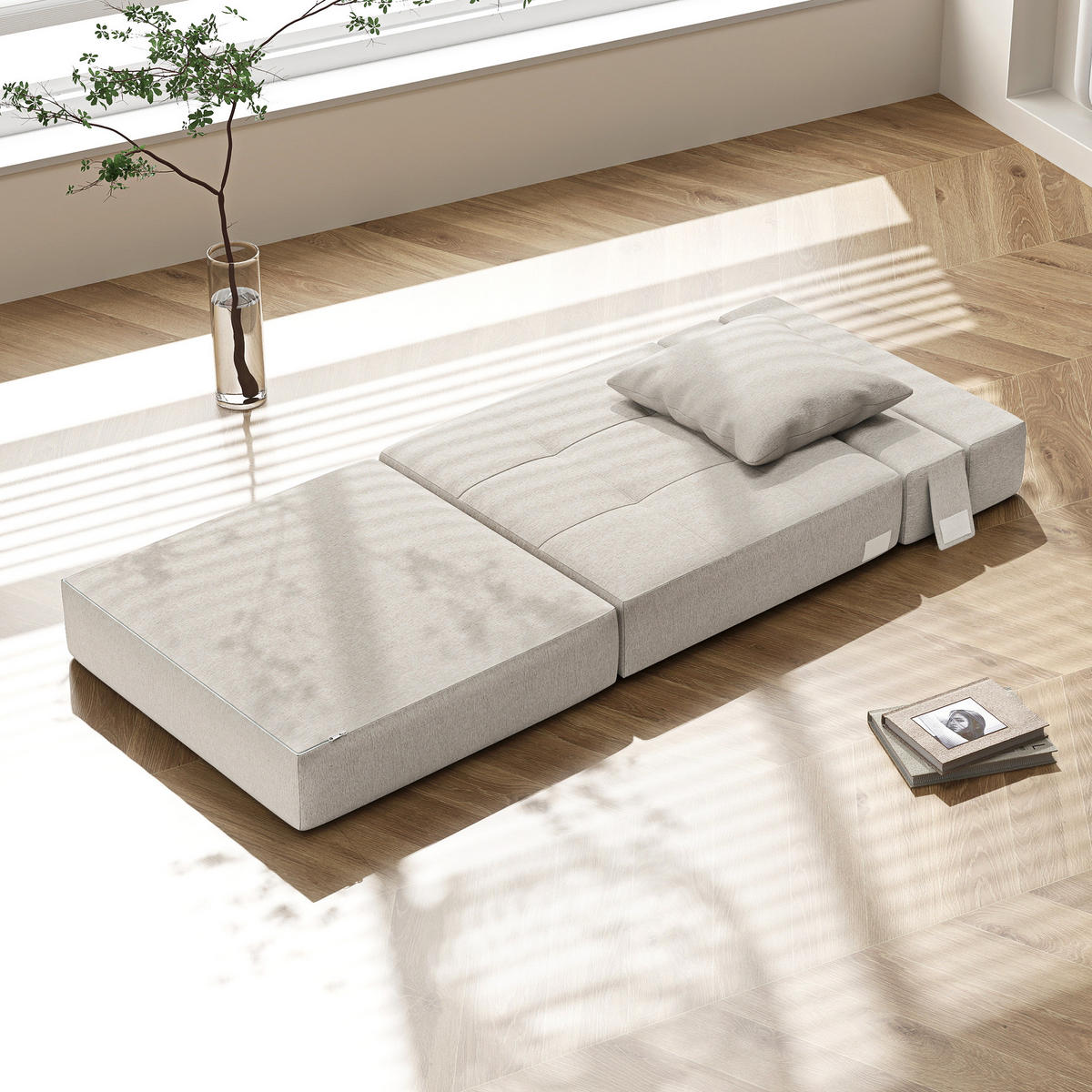 SCHLAFSESSEL DE-14621 mit abnehmbarem Kissenbezug Beige - Beige, Textil (70/61/70cm) - ComfortXL