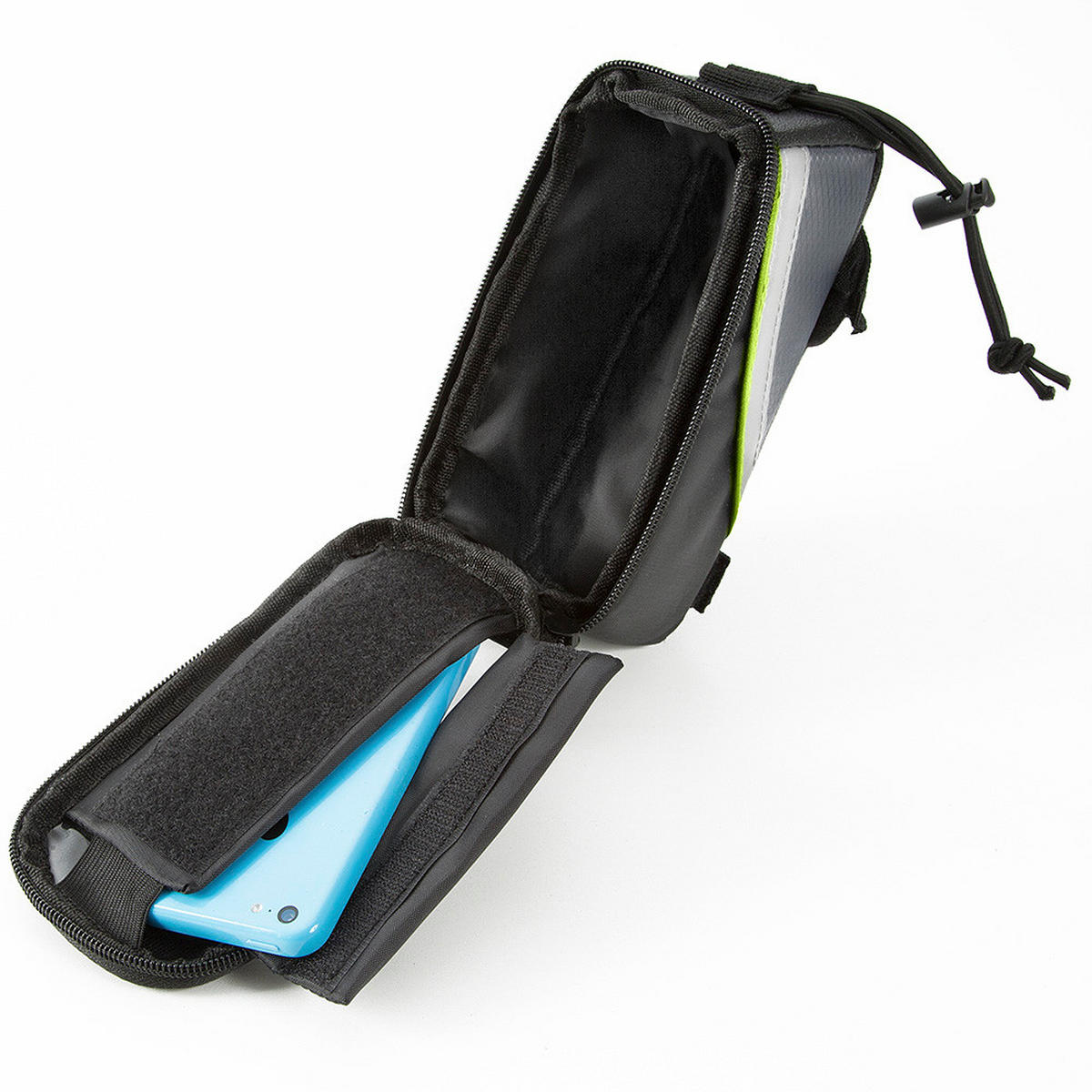 FAHRRADTASCHE ,Zusätzliche Spannseil-Sicherung ,schwarz/grau/grün - Schwarz/Grau, Kunststoff (8.5/8.5/18cm) - tectake