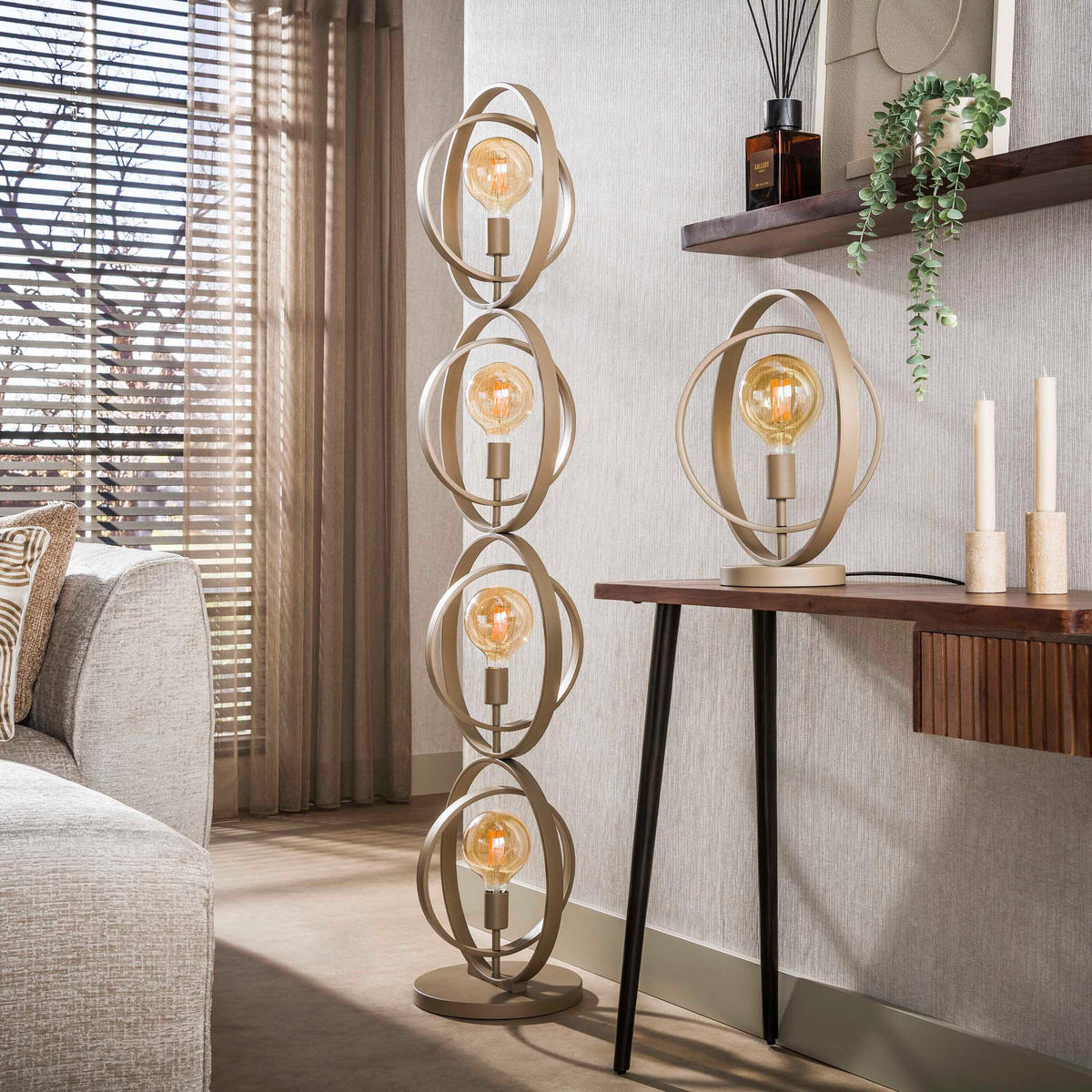 STEHLEUCHTE Turn Around 43 30/40/163 cm - Beige, Metall (30/40/163cm) - Hoyz Collection