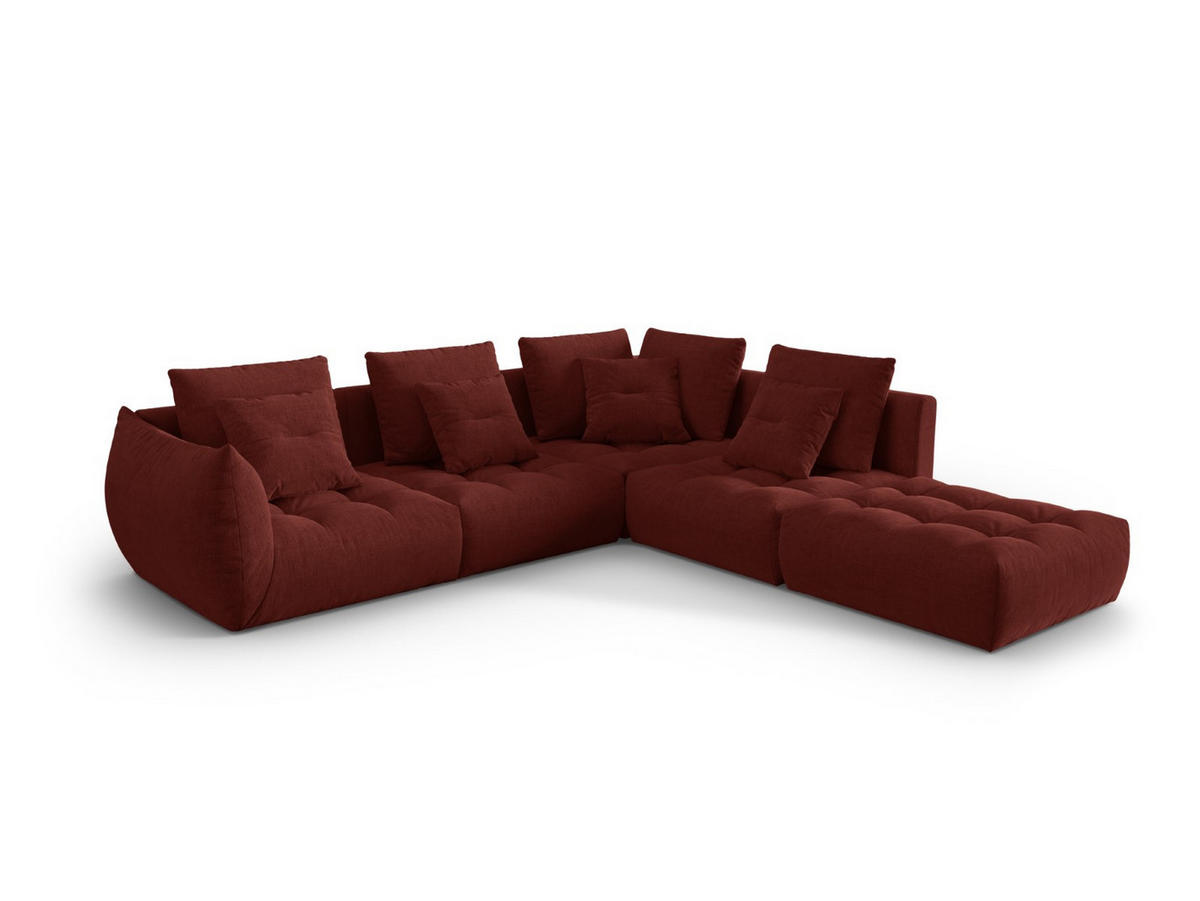 ECKSOFA modular rechts Bloom aus strukturiertem Stoff rot 4 Sitzplätze - Rot, Textil (310/316cm) - Micadoni