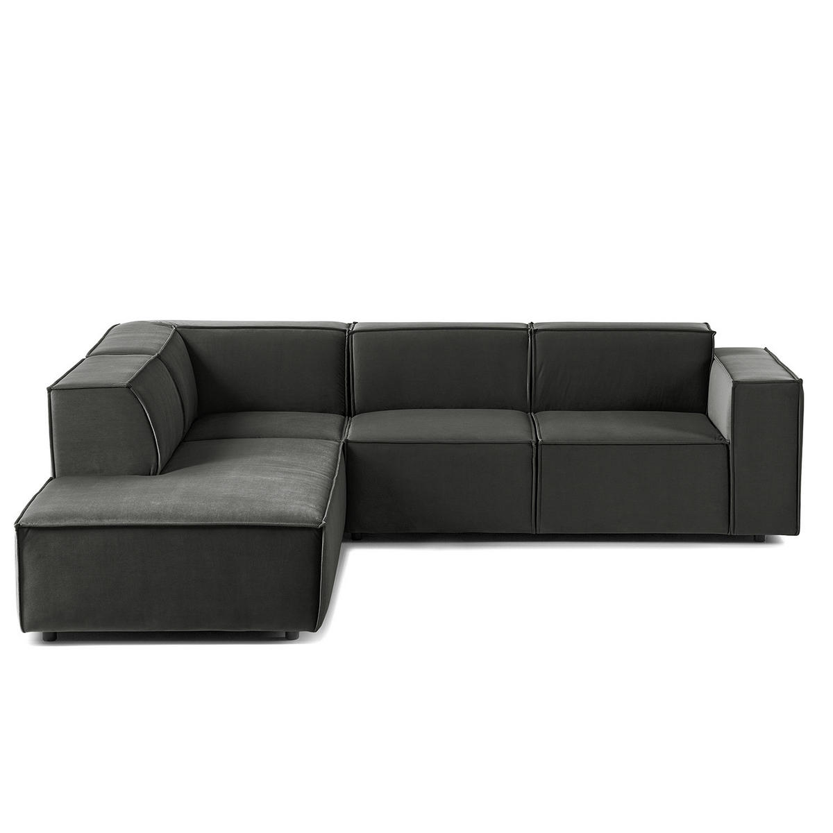 ECKSOFA mit Ottomane - Schwarz/Grau, Kunststoff/Textil (260/234cm) - home24