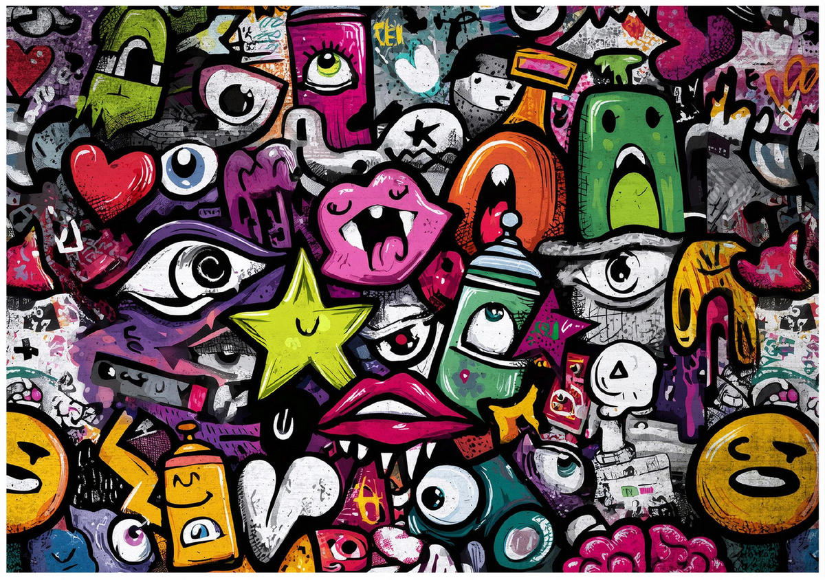 FOTOTAPETE Jungen Graffiti Bunt 250x175 cm - Multicolor, Papier (250/175cm) - Wallarena