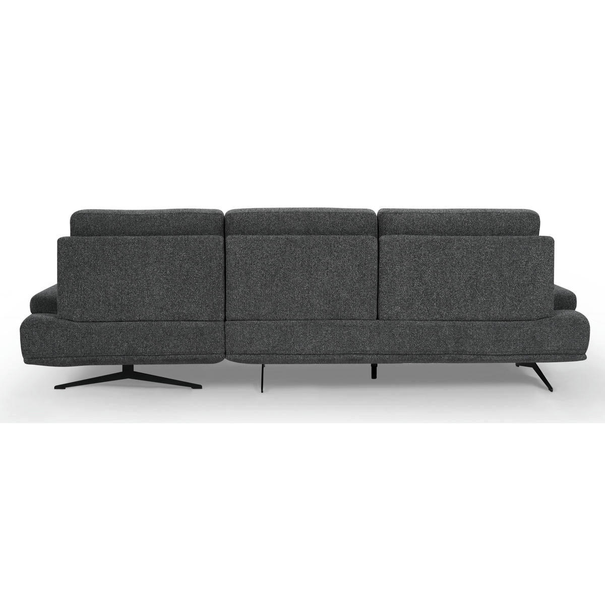 ECKSOFA Webstoff Grau - Schwarz/Grau, Textil/Metall (304/176cm) - Furnhouse