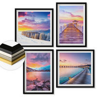 WANDBILDER 4er-Set - 50x50 cm & 40x60 cm Schwarzer Rahmen - Winterlandschaft des Pierbergs - Schwarz, Kunststoff (50/50cm) - ArtPrintCave