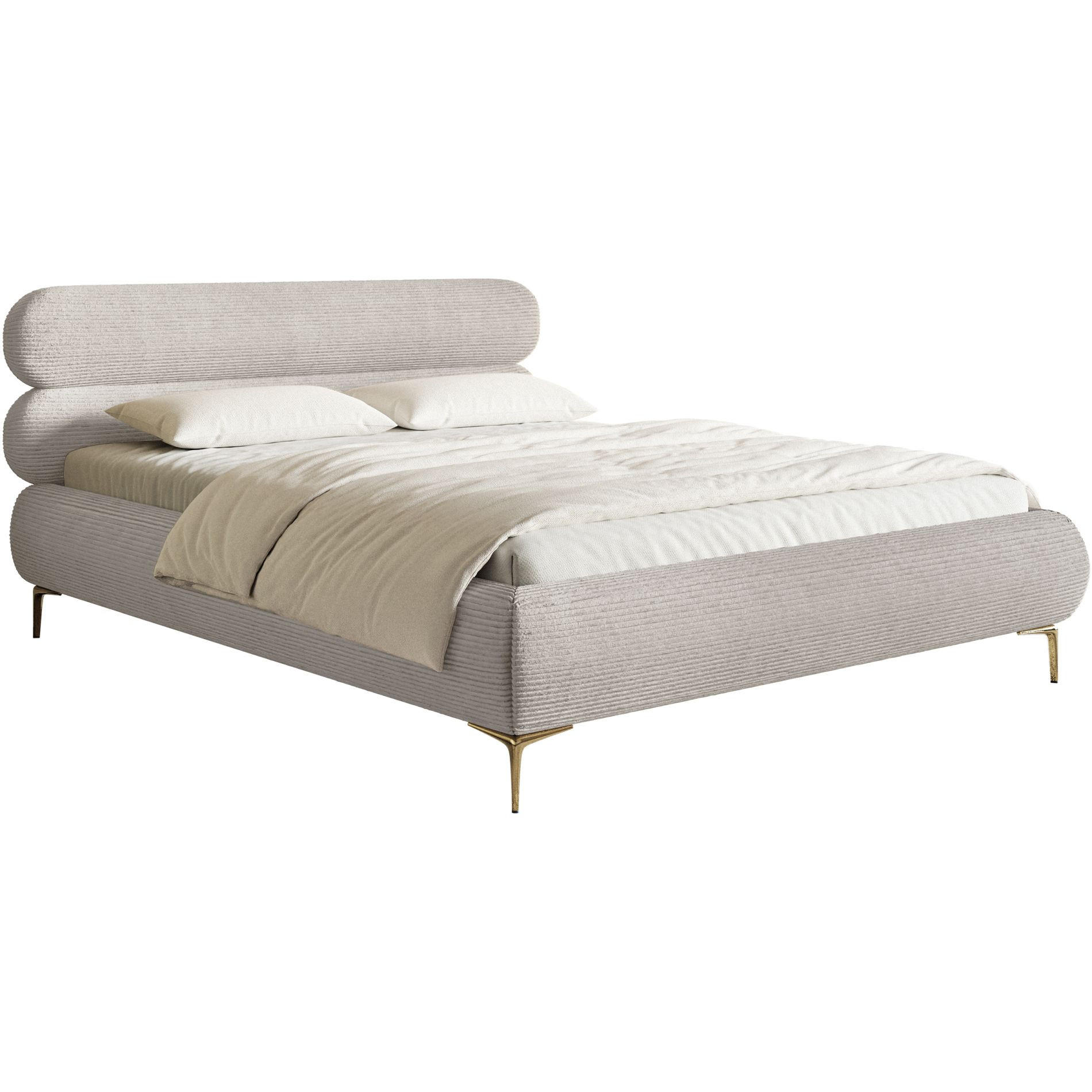 POLSTERBETT Roule Cord Greige 140x200 cm - Taupe/Goldfarben, Textil/Metall (140/200cm) - Selsey