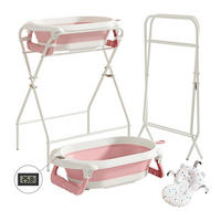 BABYBADEWANNE 3-in-1 mit Ständer, faltbare, Thermometer und Badekissen, Rosa - Pink, Kunststoff (72/41cm) - Kaket