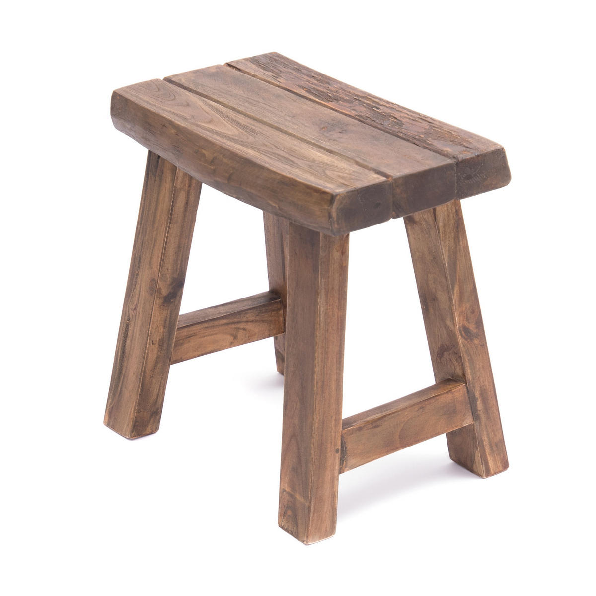 HOCKER Rustic Teak Massivholz braun rustikal - Naturfarben, Holz (42/41/29cm) - DESIGN DELIGHTS