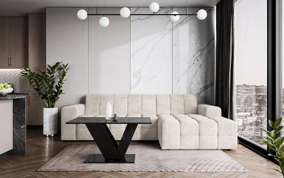 COUCHTISCH 100 cm Schwarz Marmor-Optik - Schwarz, Holzwerkstoff (60/100/55cm) - Home Collective