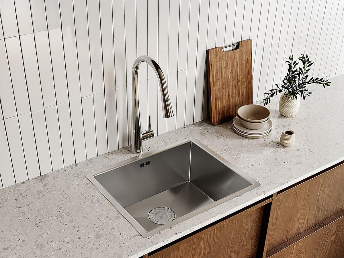 SPÜLE - 55 cm x 45 cm - metall - grau Soela - Grau, Metall (55/22/45cm) - Vente-Unique