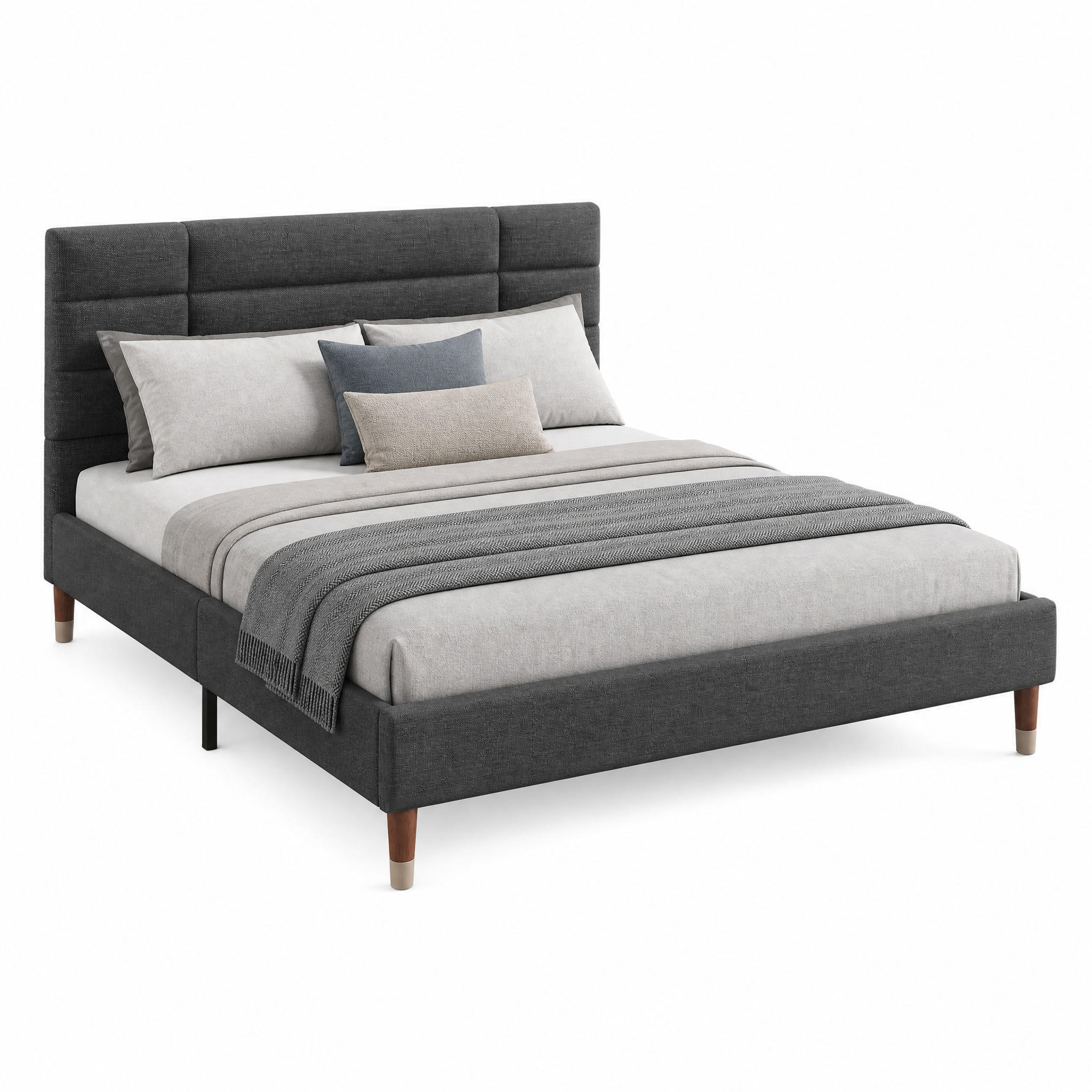 BETT mit Matratze und Lattenrost 140x200 cm Grau - Grau, Holz (140/200cm) - Meubliv