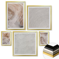 WANDBILDER 5er Set - 50x50 cm & 20x30 cm & 40x60 cm Goldrahmen - Marmorstein-Texturmuster - Goldfarben, Kunststoff (40/60cm) - ArtPrintCave