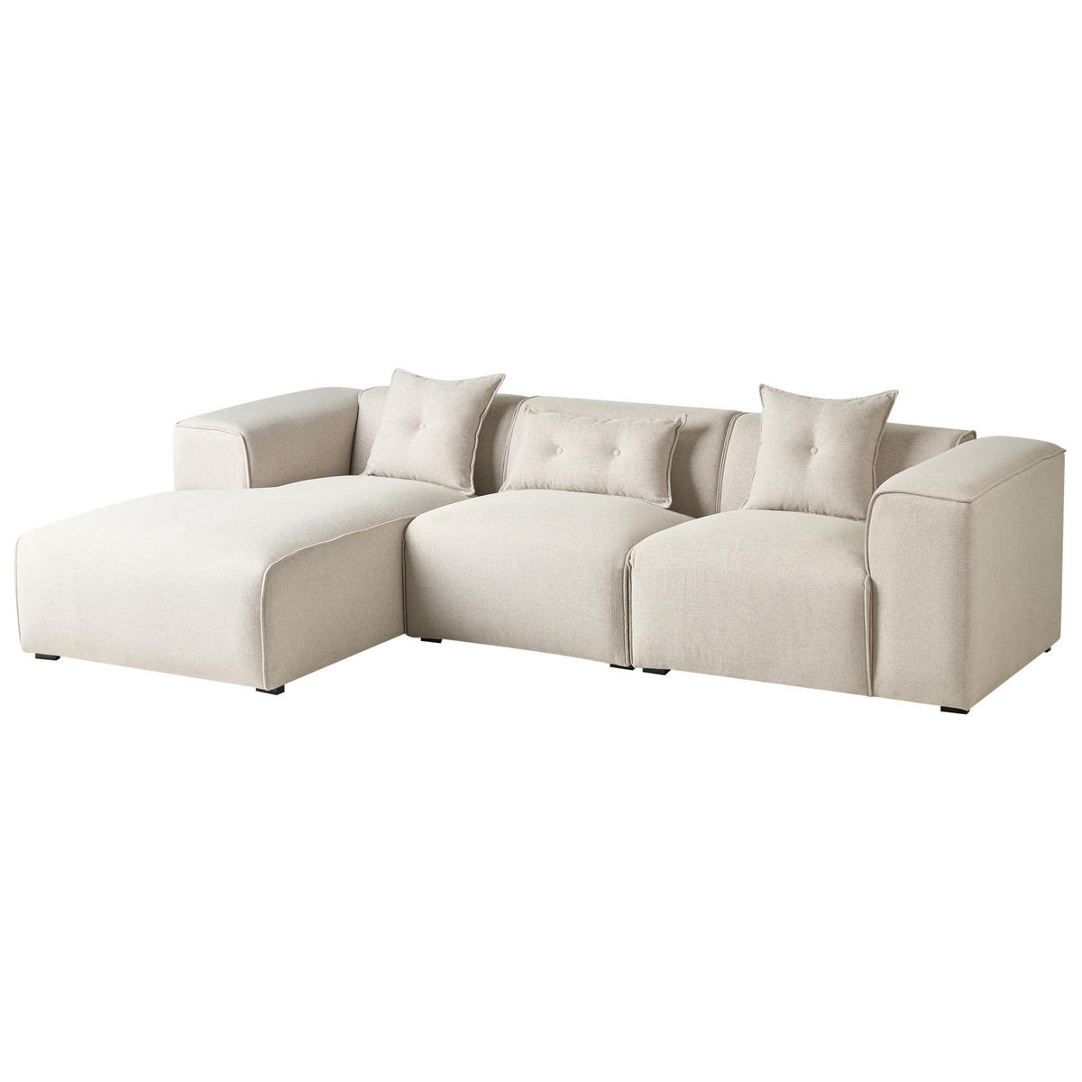 ROHOVÁ POHOVKA 3-místná Látka Světle béžová pravostranná Dolva - béžová, textil (294/170cm) - Beliani