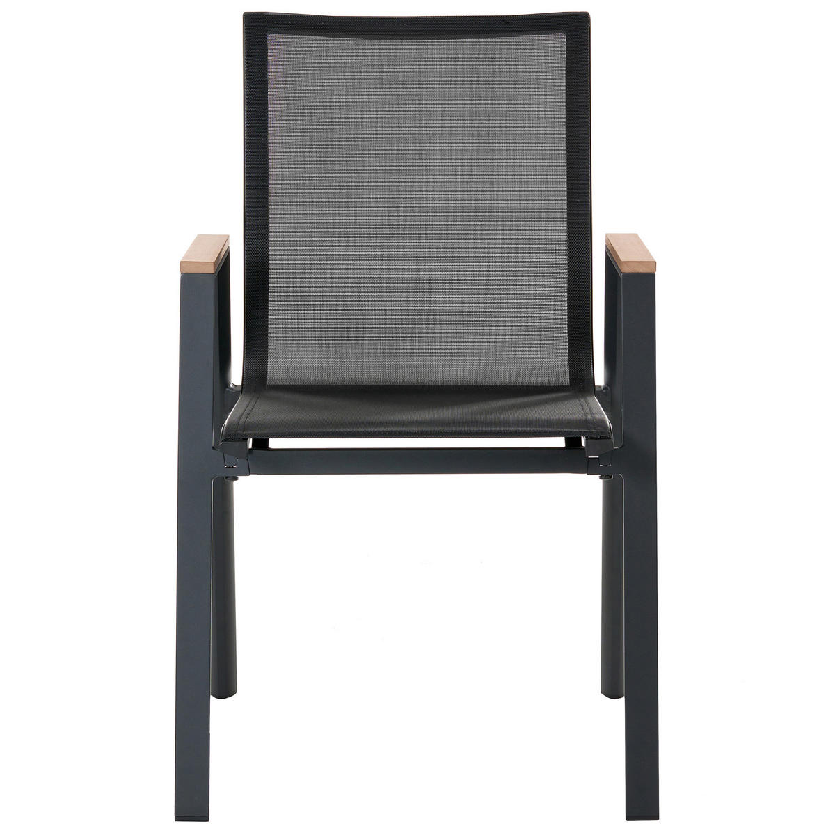 GARTENSTUHL 4er-Set Schwarz Tiano - Schwarz/Braun, Metall (56/90/56cm) - Beliani