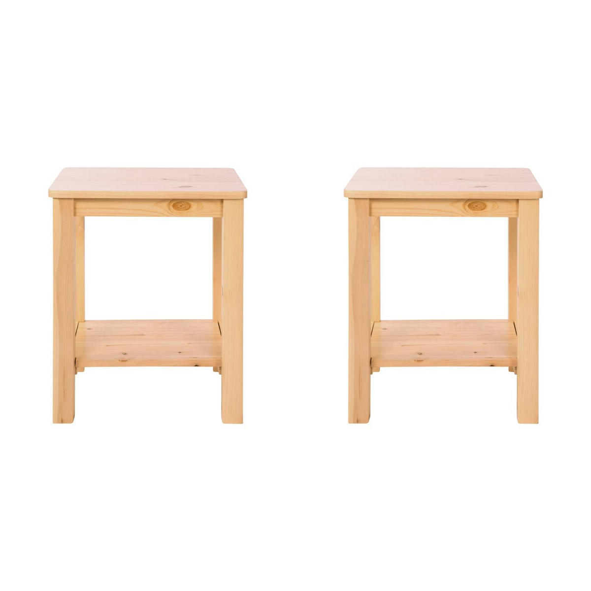 NACHTTISCH 2er Set Natur 47/38/32 cm - Braun, Holz (30/47/32cm) - Homestyle4u