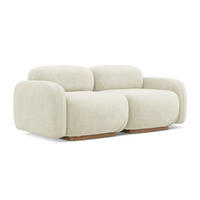 3-SITZER SOFA Bouclé Stoff Weiß - Weiß/Braun, Holz/Textil (190/73/95cm) - Makamii