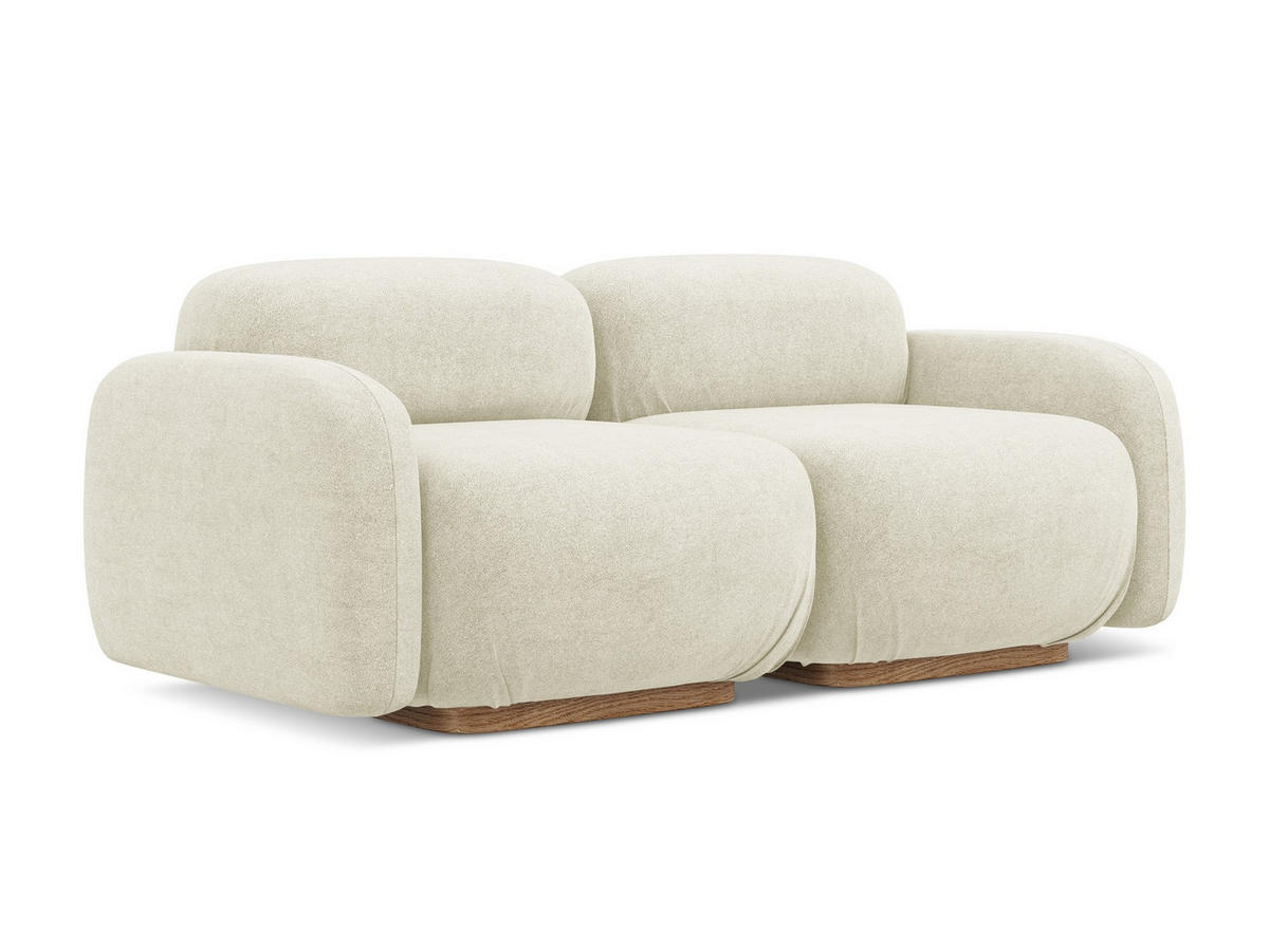 3-SITZER SOFA Bouclé Stoff Weiß - Weiß/Braun, Holz/Textil (190/73/95cm) - Makamii