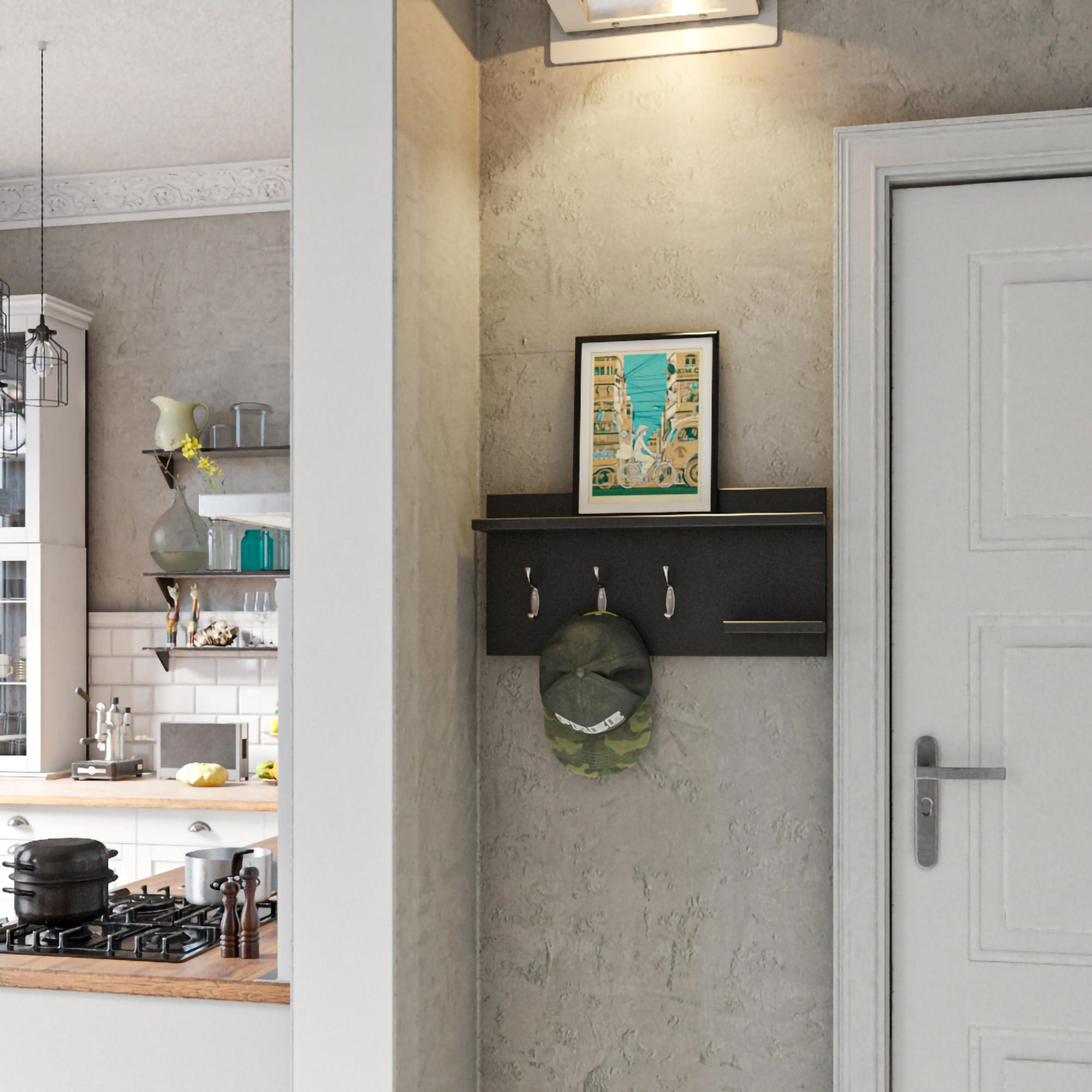 WANDGARDEROBE Ånge - Anthrazit, Holzwerkstoff (62/30/12cm) - [en.casa]