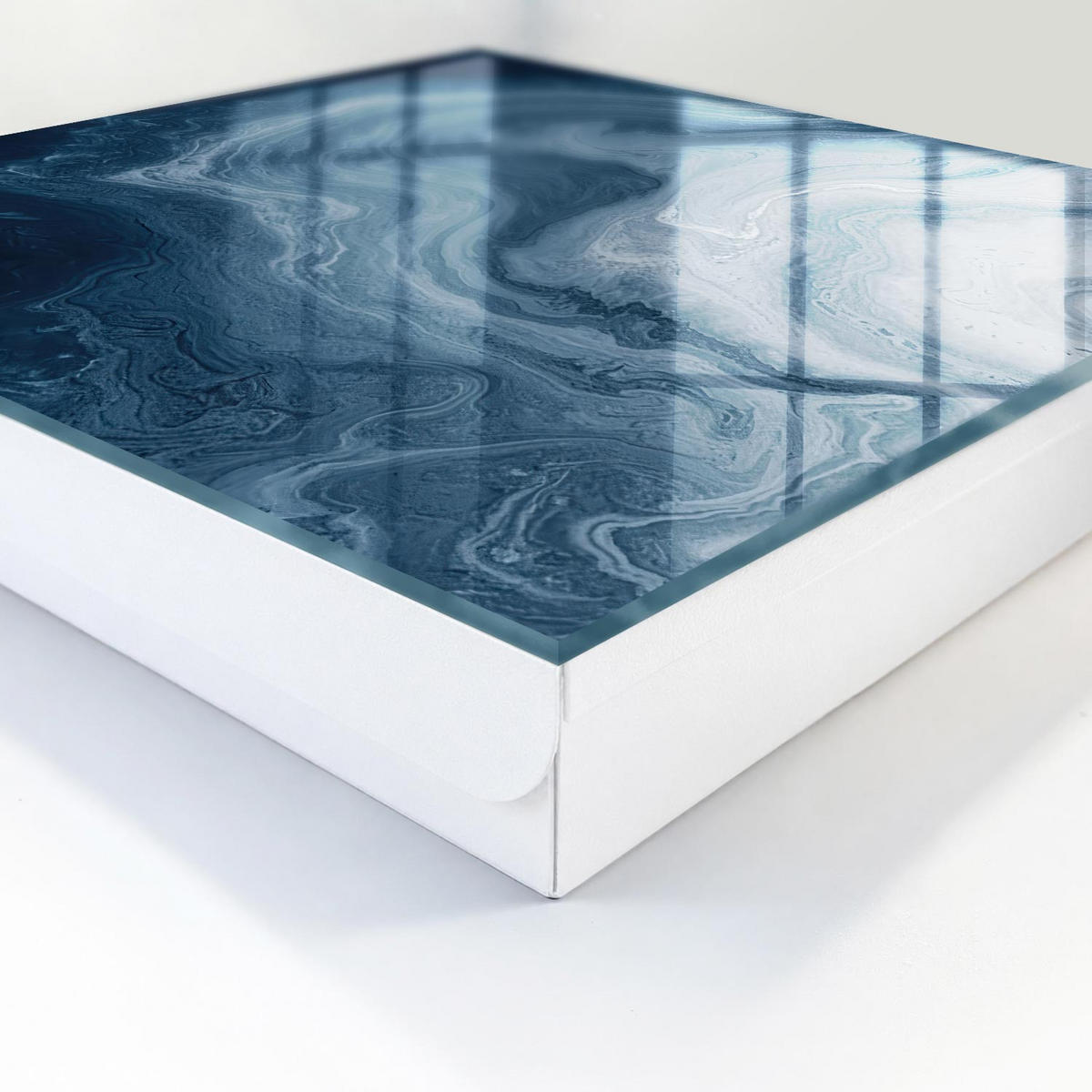 SCHLÜSSELBOX Weiß 30x30 cm – Türöffnung nach rechts - Kosmischer Wirbel - Dunkelblau, Metall (30/30/5cm) - TULUP