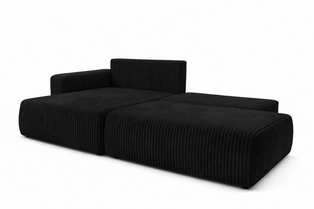 ECKSOFA Mit Schlaffunktion Und Bettkasten, Cordstoff Tilia, Schwarz, Links, OPEN XL - Schwarz, Holz (262/145cm) - Kaiser Möbel