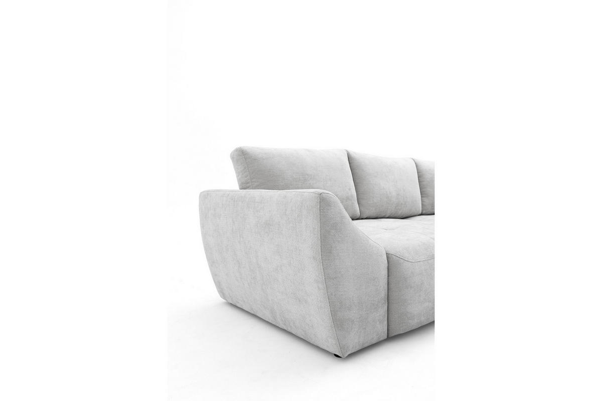 ECKSOFA NICE L Rechts mit Schlaffunktion 137x204 Chenille Hellgrau - Hellgrau/Schwarz, Holz/Textil (165/260cm) - Muffo