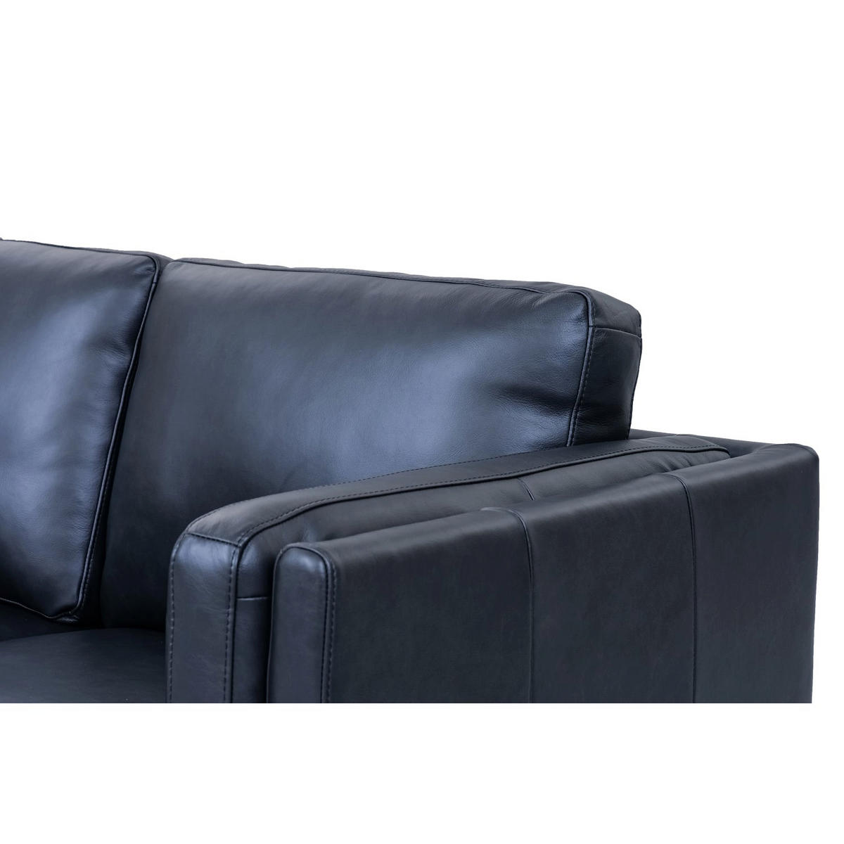 DREISITZER-SOFA Echtleder Schwarz - Schwarz, Leder/Metall (220/83/88cm) - Furnhouse