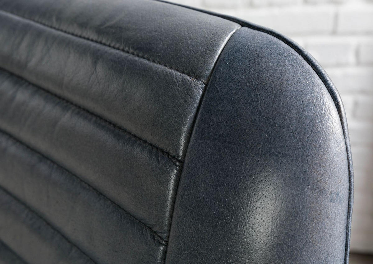 STUHL Echtleder 52 x 57 x 108 cm blau IRON LABEL #515 - Blau, Leder (52/108/57cm) - Massivmoebel24