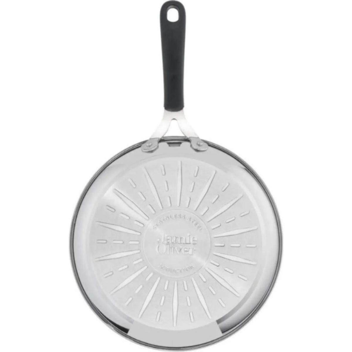 PFANNENSET Edelstahl Jamie Oliver 8-Teilig – Bratpfannen Ø20/24/28 cm, Wokpfanne Ø28 cm, Schmorpfanne Ø25 cm, Induktion & Backofen geeignet - Silberfarben/Schwarz, Keramik/Metall - Tefal