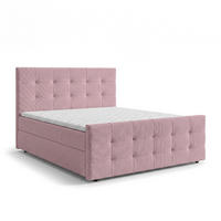 BOXBETT DEFNE 160x200 cm mit Fußteil und Matratze - Rosa + TOPPER - Schwarz/Rosa, Holz/Holzwerkstoff (160/200cm) - AX Living