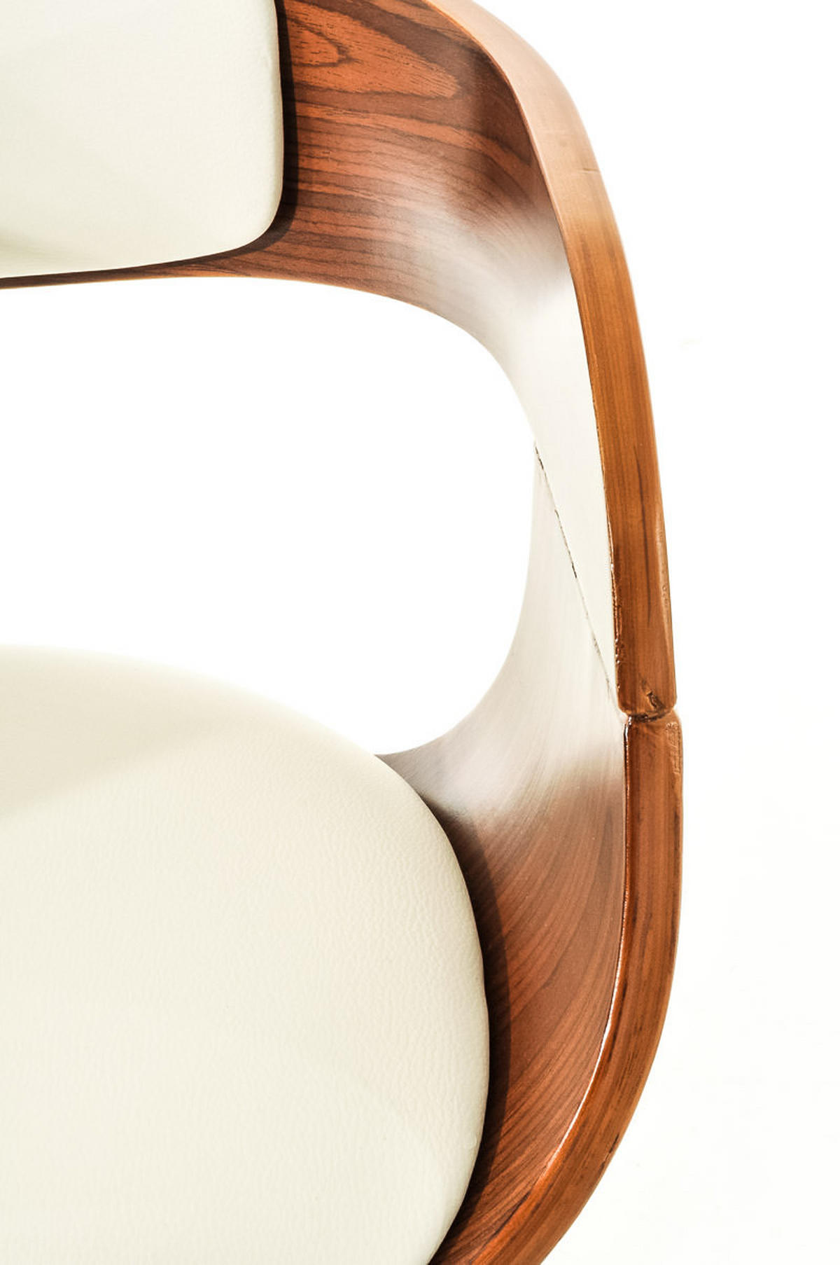 BARHOCKER 2er Set Nadan Kunstleder Walnuss/weiß - Weiß, Leder/Metall (50/88/48cm) - DELUKE