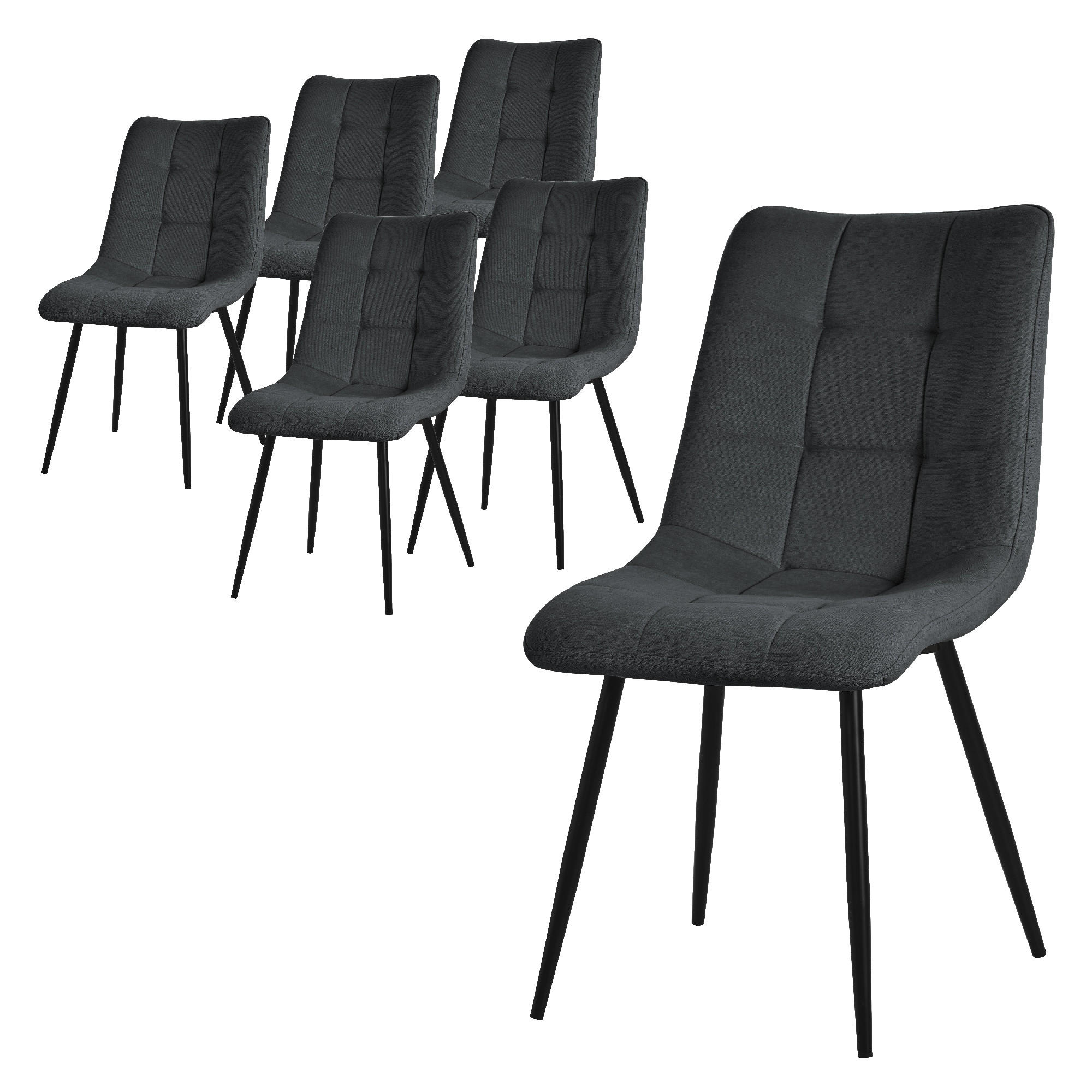 ML-DESIGN SADA 6 JEDÁLENSKÝCH ŽIDLÍ, antracitový potah