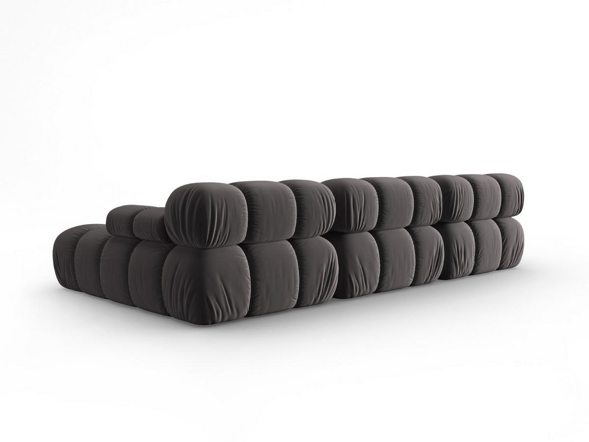 MODULARES-ECKSOFA rechts Bellis aus Samt dunkelgrau 4 Sitzplätze - Dunkelgrau, Textil (122/285cm) - Micadoni