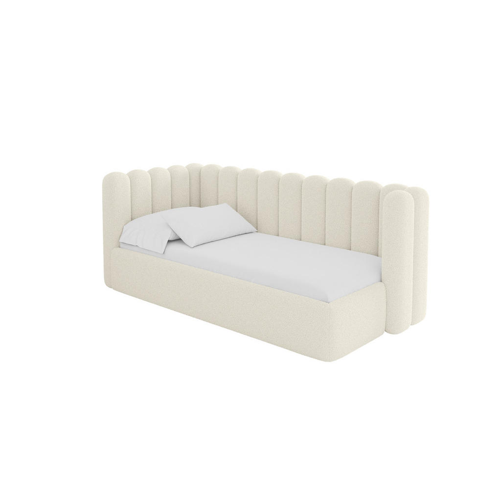 ALTDECOR JEDNOLŮŽKOVÁ POSTEL pro mládež s úložným prostorem, vpravo - HUGY 100x200 béžová