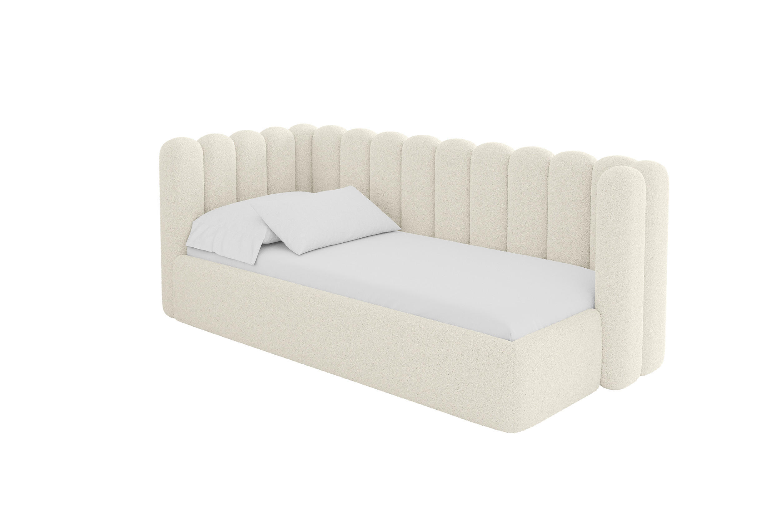 EINZELLBETT Jugendbett mit Bettkasten und Matratze H3/H4, Rechts - HUGY 100x200 Beige - Perlmutt, Holzwerkstoff/Textil (100/200cm) - ALTDECOR