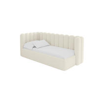 EINZELLBETT Jugendbett mit Bettkasten und Matratze H3/H4, Rechts - HUGY 90x200 Beige - Perlmutt, Holzwerkstoff/Textil (90/200cm) - ALTDECOR
