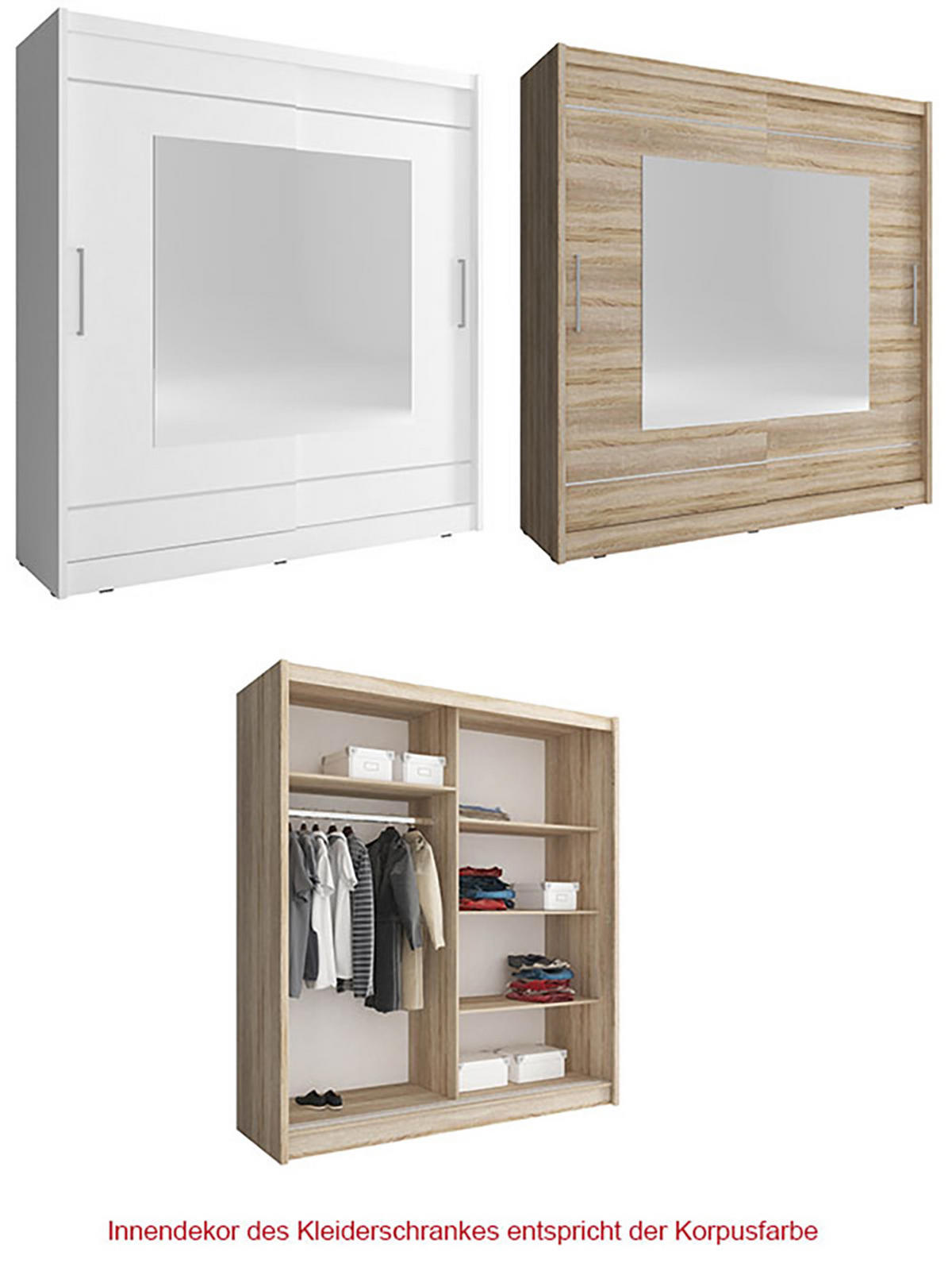 SCHIEBETÜRENSCHRANK Maja IX weiß 180 / 62 /200cm - Weiß, Holz/Holzwerkstoff (180/200/62cm) - Feldmann-Wohnen