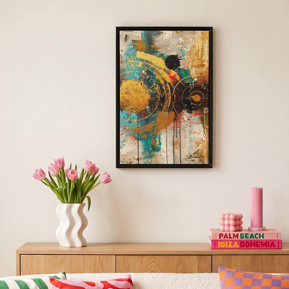 LEINWAND Bilder mit Rahmen - Abstrakt - Kunst - Gold - Modern - 20x30 - Multicolor, Textil (20/30cm) - MuchoWow