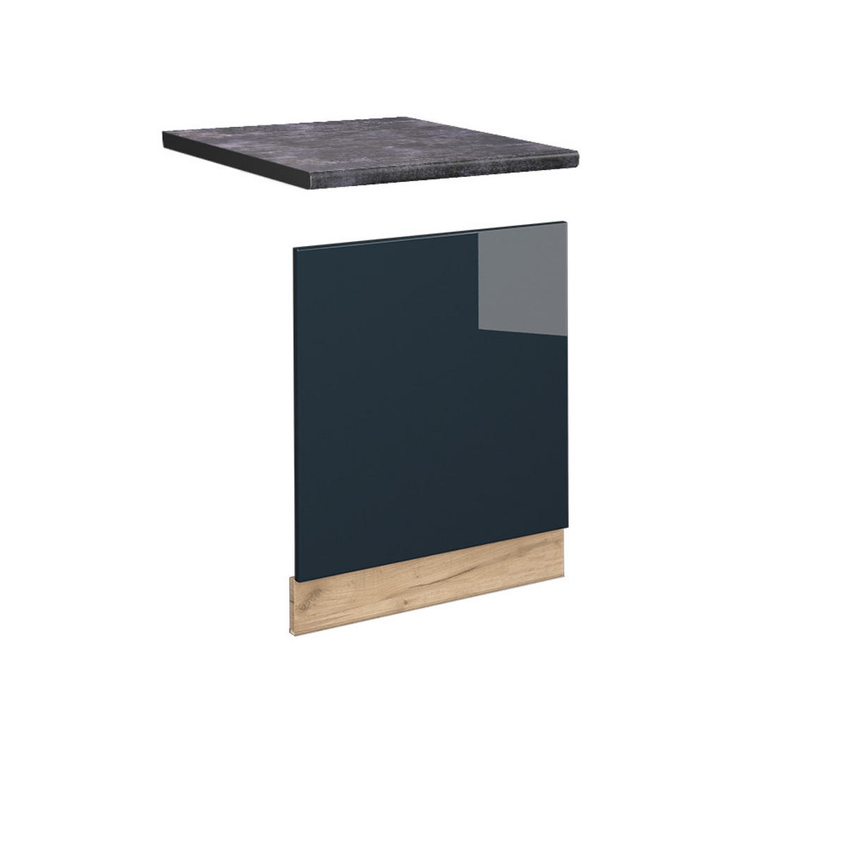 FRONTBLENDE Fame-Line Dunkelblau Hochglanz 60 cm, AP Anthrazit - Honigeiche/Eiche Wotan, Holzwerkstoff (60/67.4/1.6cm) - Vicco