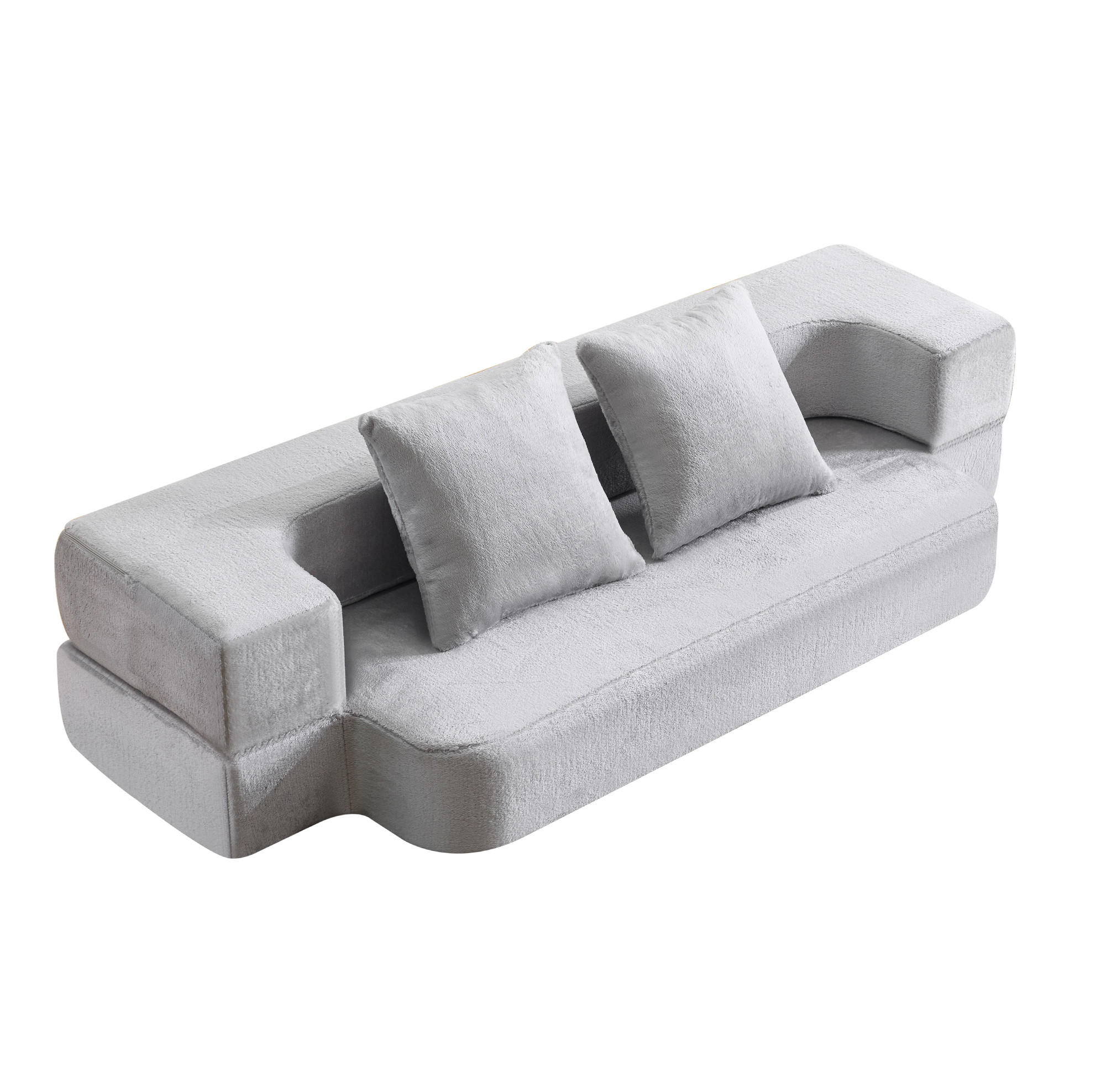SOFA klappbar 2-Sitzer Hellgrau - Hellgrau, Kunststoff (52/48/190cm) - Meubliv