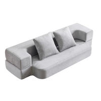 SOFA klappbar 2-Sitzer Hellgrau - Hellgrau, Kunststoff (52/48/190cm) - Meubliv